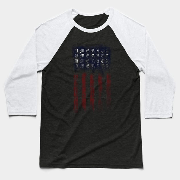 American Flag Baseball T-Shirt by CyberpunkTees